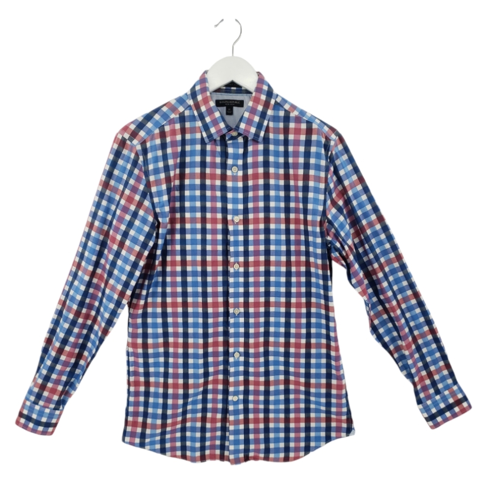 Banana Republic Grant Fit Non Iron Button Front Shirt Size Medium 100% Cotton